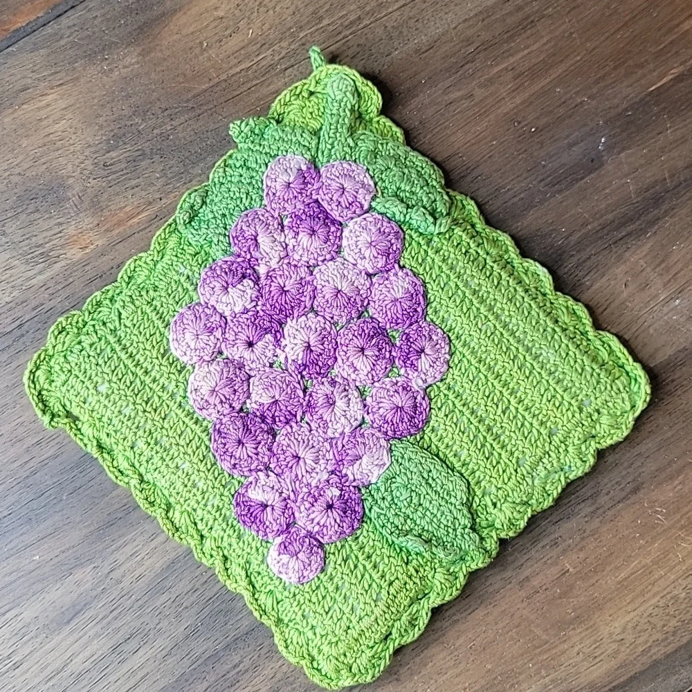 Vintage Handmade Crochet Grape Pot Holder